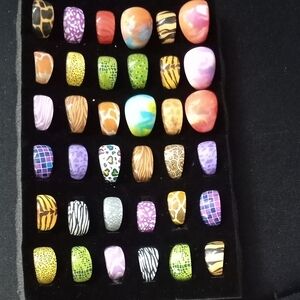 Colorful Patterned Women's Rings Set, Rings Size Large Medium Small New.